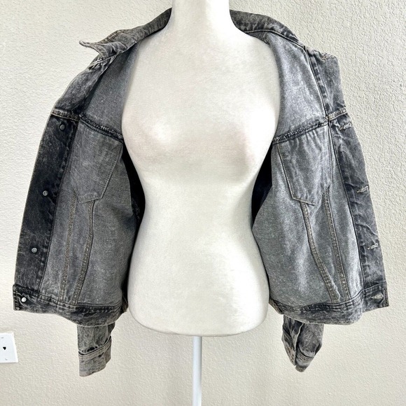 Vintage 80s 90s Rock Wear LA Sz Medium Grey Wash Denim Jean Jacket Button Back - Picture 12 of 15